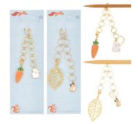 NBEADS 2 Pcs Chaînes de Compteur de Rangée de Tricot de Renard et de Lapin, Marqueurs de Points de Feuilles et de Carottes Accessoires de Comptage de Rangées pour Couture Tricot Suivi du Crochet