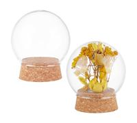 NBEADS 2 Pcs Cloche à Dôme en Verre, 6.8x7.75cm Cloche en Verre Décorative Transparente avec Base en Liège Vitrine Dôme D'Affichage pour Affichage de Rose Lumières Sculptures en Argile Petits Gâteaux