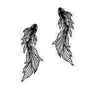 nbeads 2 Pcs Décorations Murales en Forme de Poisson, Sculpture Murale en Fer avec Vis Ornement en Métal Noir Poisson Rouge - Décoration murale pour Salon Intérieur Extérieur Maison, 25.6x10 cm