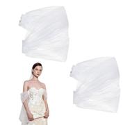 nbeads 2 Pcs Manchon Détachable pour Mariage, Châle de Mariée en Tulle Blanc Manches Amovibles en Nylon pour Robe de Mariée Accessoires de Mariée, 19x40.8x0.8cm