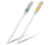 NBEADS 2 Pcs Ouvre Lettres Perlé, Ouvre Lettres Enveloppe avec Fil Enroulé 2 agate et Jade Ouvre Lettres en Acier Inoxydable pour Cadeau Bureau Fournitures pour la Maison, 23.2cm, Couleur Mixte