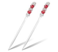 NBEADS 2 Pcs Ouvre Lettres Perlé, Ouvre Lettres pour Enveloppes avec Fil Enroulé 2 ouvre Lettres en Acier Inoxydable en Jade blanc Naturel pour Cadeau Fournitures de Bureau et de Maison, 23.2cm