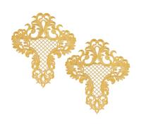 NBEADS 2 Pcs Patchs de Broderie de Fleurs Dorées,Broderie Dentelle Patchs de Style Vintage Patchs Thermocollants à Coudre Appliques en Dentelle pour Robe de Bal de Mariage Vêtements,33.5x39 cm