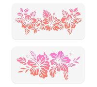 NBEADS 2 Pcs Pochoirs de Peinture de Fleurs, 15x30 cm Modèles de Pochoir D'Hibiscus pour Peindre des Modèles de Dessin de Pochoir Réutilisables pour Peindre Sur des Projets de Tissu de Mur en Bois