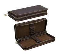nbeads 2 Pcs Trousse en Cuir avec Organiseur, Étui à Stylos Rectangulaire Zippé 10 Compartiment Style Vintage en Cuir pour Stylos Plumes Marqueurs Fournitures Artistiques, 198x81.5x35.5mm, Brun Coco