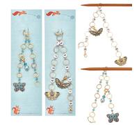 NBEADS 2 Pièces Chaînes de Compteur de Rangée avec Pendentif Papillon en Émail, 2 Styles 0-9 numéros de Rangée de Tricot, Chaînes de Compteur, Perles Acryliques en Verre, Marqueur de Point de Crochet