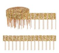 NBEADS 2 Verges Ruban de Strass Auto Adhésif, 4.65cm de Large Bandes de Strass Or Ruban en Cristal et Diamant Sangle décoratif pour Décoration de Fête Loisirs Créatifs