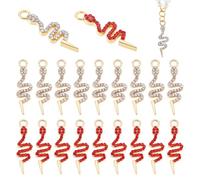 nbeads 20 Pcs 2 Couleurs Charms Serpent, Pendentifs Métal Animal Breloques Serpent en Alliage et Strass Pendentif Antique Vintage Serpents pour Collier Bracelet Fabrication de Bijoux