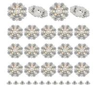 NBEADS 20 Pcs 37mm Boutons à Visser, Boutons Concho Décoratifs en Strass Boutons en Strass Fleur Brillante pour Accessoires en Cuir DIY Portefeuilles Ceintures Gilets Sacs, Clair Ab