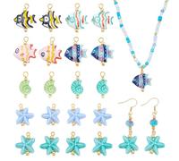 nbeads 20 Pcs Breloque en Céramique Sur le Thème de L'Océan, Pendentifs Poissons Tropicaux Étoiles de Mer Conques Animaux Marins Breloques pour Colliers Bracelets Fabrication de Bijoux