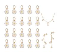 nbeads 20 Pcs Charms en Fleur Marguerite, Breloques en Alliage Émaillé avec Anneaux de Jonction en Laiton Rempli D'Or 14 carat Véritable Breloques Création Bijoux pour la Fabrication de Bijoux