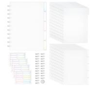 NBEADS 20 Pcs Feuille de Séparation pour Cahier, 301x226mm Intercalaires en Polyéthylène Translucide pour Cahiers à Disques avec Disques Ronds et Autocollants pour Documents Scolaires et de Bureau