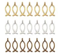nbeads 200 Pcs 4 Couleurs Pendentifs en Alliage de Style Tibétain, Poisson Jésus Pendentif Breloques Doré avec Trou Poisson Chrétien Charm pour Collier Fabrication Bijoux Bracelet Decor Pâques