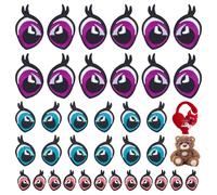 NBEADS 24 Paire 3 Styles Yeux brodés pour L'Artisanat, Yeux en Feutrine avec Cils pour Animaux en Peluche Patchs Thermocollants/Cousus en Polyester pour la Création D'Animaux au Crochet