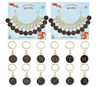 nbeads 24 Pcs 12 Constellations Marqueurs Points Crochet, Marqueur Point Alliage Émail Constellation Breloques Marqueur Tricot 304 Acier Inoxydable Fermoir pour Tricot Couture Bijoux, Noir