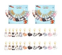 NBEADS 24 Pcs 12 Styles Marqueurs de Point de Chat, Marqueur de Point de Crochet en Émail Breloques Fermoir à Levier Amovible pour Couture Travaux D'Aiguille Fabrication de Bijoux