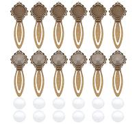 nbeads 24 Pcs Bronze Antique Signet Pendentif Plateau Kit, Y Compris 12 Pcs Style Tibétain Signet Cabochon Paramètres 12 Pcs Cabochons Verre Transparent Dôme pour Lecture Cadeau Bricolage Signet