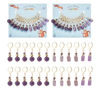 NBEADS 24 Pcs Marqueurs de Point D'Améthyste Naturelle, Marqueur de Point de Crochet en Alliage Breloques à Levier Amovible pour Tricot Tissage Couture Fabrication de Bijoux