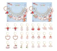 NBEADS 24 Pcs Marqueurs de Point de Saint-Valentin, 12 Styles Marqueur de Point de Crochet en Émail Breloques Fermoir de Homard Amovible pour Tricot Tissage Couture Fabrication de Bijoux