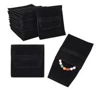 NBEADS 24 Pcs Pochette à Bijoux en Microfibre Noire, Pochette Cosmétique Pochette à Rabat en Velours pour Bijoux pour L'emballage des Boucles D'oreilles, Bracelets, Colliers, 3.78×3.54×0.1 Pouces