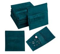 NBEADS 24 Pcs Pochette à Bijoux en Microfibre, Sac à Cosmétiques de Poche Pochettes à Rabat en Velours pour Bijoux pour Boucles D'Oreilles Bracelets Colliers Emballage 3.78×3.54×0.1 Pouces, Vert Foncé