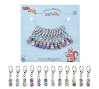 NBEADS - 24 pièces de charmes marqueurs de mailles pour crochet en perles acryliques avec fermoir homard amovible et verrouillage pour tricot, tissage, couture, patchwork, bijoux faits main