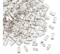 NBEADS 240 Pcs Perles Tila, Argent Perles de Rocaille en Verre 2 trous 1/4 perles de Tila Demi-Perles de Tila Perles de Verre Japonaises Perles D'Espacement pour Bracelets Colliers Bijoux, 4.5-5x2mm