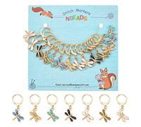 nbeads 28 Libellule Marqueurs Point Crochet, Alliage Émail Crochet Marqueur Point Breloques Marqueur Tricot de Verrouillage avec 304 Fermoir Acier Inoxydable pour Tissage Couture Fabrication Bijoux