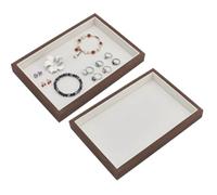NBEADS 2Pcs plateau à Bijoux Plat en Bois de 20.1x18cm avec Peluches Tiroir à Bijoux Empilable en Velours avec Compartiments pour Présenter Bagues et Boucles D'Oreilles Blanc