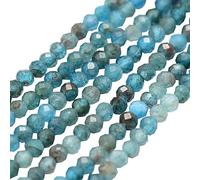 NBEADS 3 Brins 175 Pcs/Mèche Apatite Perles Facettes Perles En Pierre pour La Confection de Bijoux, 2 mm, Trou : 0,5 mm, 37,8 cm (38 cm)
