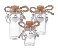 nbeads 3 Pcs Bouteille Commémorative pour Les Poils d'animaux, 3 Taille Bouteilles Vides en Verre Souvenir Étanche avec Breloques de Patte Cœur Plume pour Chiens et Chats Souvenir de Condoléances