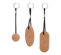 nbeads 3 pièces 3 Styles Porte-Clés Flottants en Liège, Porte-Clés Flottant Rond/Ovale/Rectangle Pendentif à Breloques en Bois avec Anneau en Fer pour Bricolage Sac Décoration Pendentif Porte-Clés