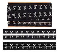 NBEADS 3 Verges(2.74 m) Crochet et Oeil Ruban en Coton Garniture, 2.5cm Large Noir Ruban de Bordure en Métal Argenté pour Corset Soutien-Gorge Couture Quilting Costume Mariée Décor Robe