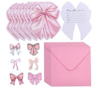 NBEADS 30 Ensemble D'Invitations Roses, Cartes en Papier avec Nœud Enveloppes et Autocollants pour Invitations de Mariage D'Anniversaire Ou D'Enterrement de Vie de Jeune Fille, 15.6x12.1cm