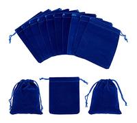 nbeads 30 Pcs 12x10cm Velours Cordon Sacs, Pochettes Cadeaux Rectangulaires, Sacs de Rangement pour Bijoux Sacs à Bonbons Pochettes à Bijoux pour Les Faveurs de Mariage (Bleu Foncé)