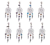 nbeads 30 Pcs Alliage Dream Catcher Dreamcatcher Charms Pendentifs avec Plumes Glands Mixte Pierre Perles Incrusté De Bijoux Rétro pour La Fabrication de Bijoux