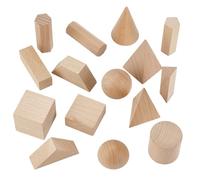 NBEADS 30 Pcs Formes 3D Solides Géométriques, Blocs Artisanaux en Bois Cylindres Formes Géométriques en Bois Apprentissage des Mathématiques Objets de Manipulation Géométriques, 19~61.5x17~40x20~60mm