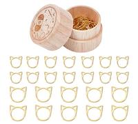 nbeads 30 Tête de Chat Anneaux Marqueurs Point Crochet, Alliage Métallique Marqueur Point Tricoter Contre Point Anneau Marqueurs avec Boîte Rangement en Bois pour Tricoter Couture Fabrication Bijoux