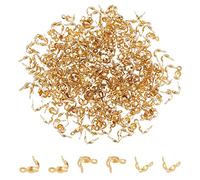 NBEADS 300 Pcs 304 Pointes de Perles en Acier Inoxydable, Golden Calotte Ends Open Clamshell Fold-Over Bead Tips Knot Covers End Caps Knots Crimp Findings For Jewelry Making Bracelets Colliers