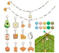 NBEADS 33 Pcs Kit D'Accessoires de Tricot, 10 Pcs Marqueur de Point Crochet Alimentaire 2 Pcs Chaînes de Compteur de Rangées de Tricot 20 Pcs Bouchons D'Aiguille à Tricoter Anneau Crochet pour Tricot