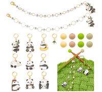 NBEADS 33 Pcs Kit D'Accessoires de Tricot, 10 Pcs Marqueur de Point Crochet Panda 2 Pcs Chaînes de Compteur de Rangées de Tricot 20 Pcs Bouchons D'Aiguille à Tricoter 1 Pc Anneau Crochet pour Tricot