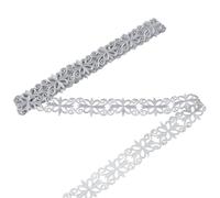 NBEADS 4.27 Yard Rubans à Broder en Polyester Argentés, 50mm de Large Bordure en Dentelle Thermocollante Métallisée Jaune D'Or Adhésive pour Couture Costumes Robes Accessoires de Vêtements
