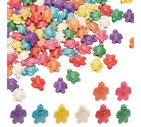 NBEADS 4 Brins Environ 88 Pcs Tortue Perles Turquoise, Tortue Breloques Pierres Précieuses Perles Entretoises pour la Fabrication de Bijoux Bracelet à Bricoler Soi-Même Collier, Couleur Mixte