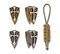 nbeads 4 Pcs 2 Couleurs Bracelet en Paracorde avec Perles, Perles D'Espacement en Laiton Européen à Grand Trou avec Croix pour Bijoux EDC Pendentif Corde de Parachute Outil