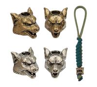 NBEADS 4 Pcs 2 Couleurs Bracelet en Paracorde avec Perles, Perles D'Espacement en Laiton Européen à Gros Trou Tête de Loup pour Bijoux EDC Pendentif Outil pour Corde de Parachute