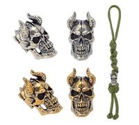 NBEADS 4 Pcs 2 Couleurs Perles Paracorde en Laiton, Perles D'Espacement en Forme de Crâne en Corne Perles EDC pour Bijoux Équipement de Survie Corde de Parachute, 2.3x1.3x1.5cm, Trou: 5.6mm