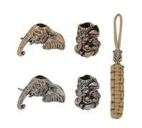 NBEADS 4 Pcs 2 Styles Perles de Paracorde Éléphant en Laiton, Perles de Cordon de Lanière Perles de Paracorde D'Animaux de Style Tibétain Perles à Grand Trou pour la Fabrication de Bijoux