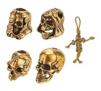 NBEADS 4 Pcs 4 Styles Perle de Paracorde en Laiton, Perles de Lanière de Crâne Perles Européennes Antiques Dorées à Grand Trou pour la Fabrication de Corde Tressée EDC Boucle de Pendentif