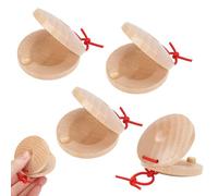 NBEADS 4 Pcs castagnette en Bois, Castagnettes à Doigts en Bois Instrument de Percussion pour les Mains Activités en Classe Instruments de Musique Folkloriques et du Monde Percussions à Main, 7.5cm