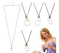 NBEADS 4 Pcs Collier en Tricot Portugais Réglable, 43cm Outil de Tricot de Contrôle de Tension de Fil Note de Musique Épingle à Tricoter en Aluminium pour les Tricoteurs Projet de Crochet de Tricot